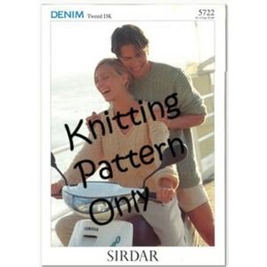 New Sirdar 5722 Denim Tweed DK Mens Womens Pullover Sweater Knitting Pattern